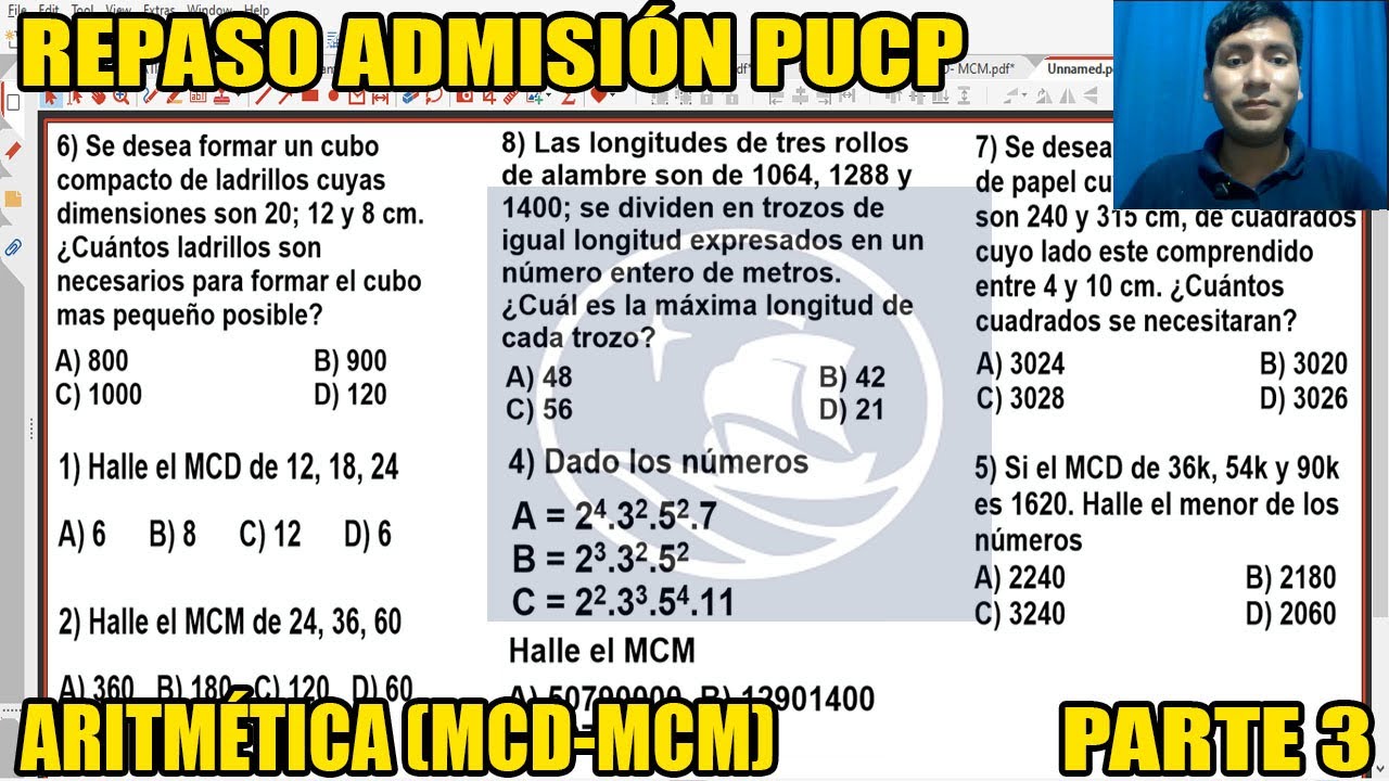 EL TEMA MAS FRECUENTE ADMISIÓN PUCP (MCD-MCM) REPASO PARTE 3 ARITMÉTICA