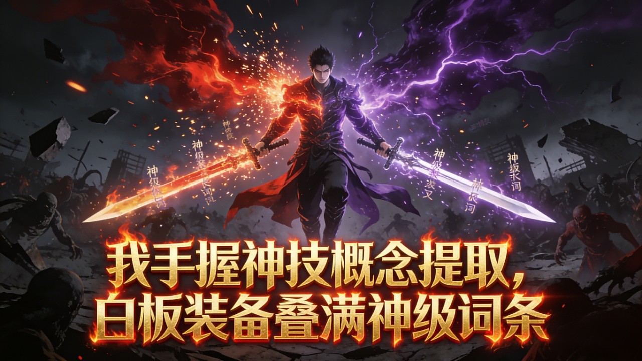 《我手握神技概念提取，白板装备叠满神级词条》1-184 手握SSS天赋【概念提取】，林夜重回网游《神谕》降临前。他不仅能将游戏能力带入现实，更能无限进化词条！别人爆肝装备，他的白板长剑已叠满神级词条！