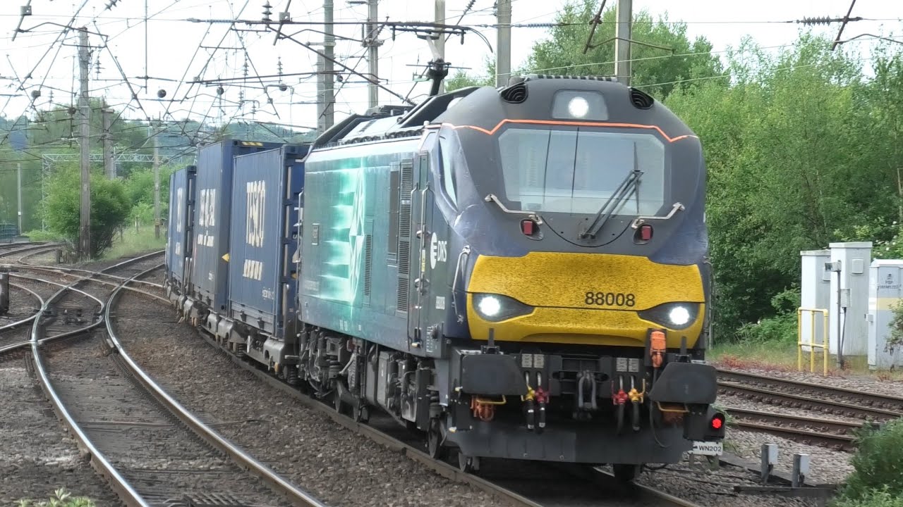 Freight Trains at 2 Locations Warrington Bank Q Carlisle WCML 20th May 2025
