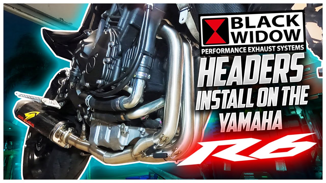 Установка выхлопных коллекторов Yamaha R6 Black Widow!