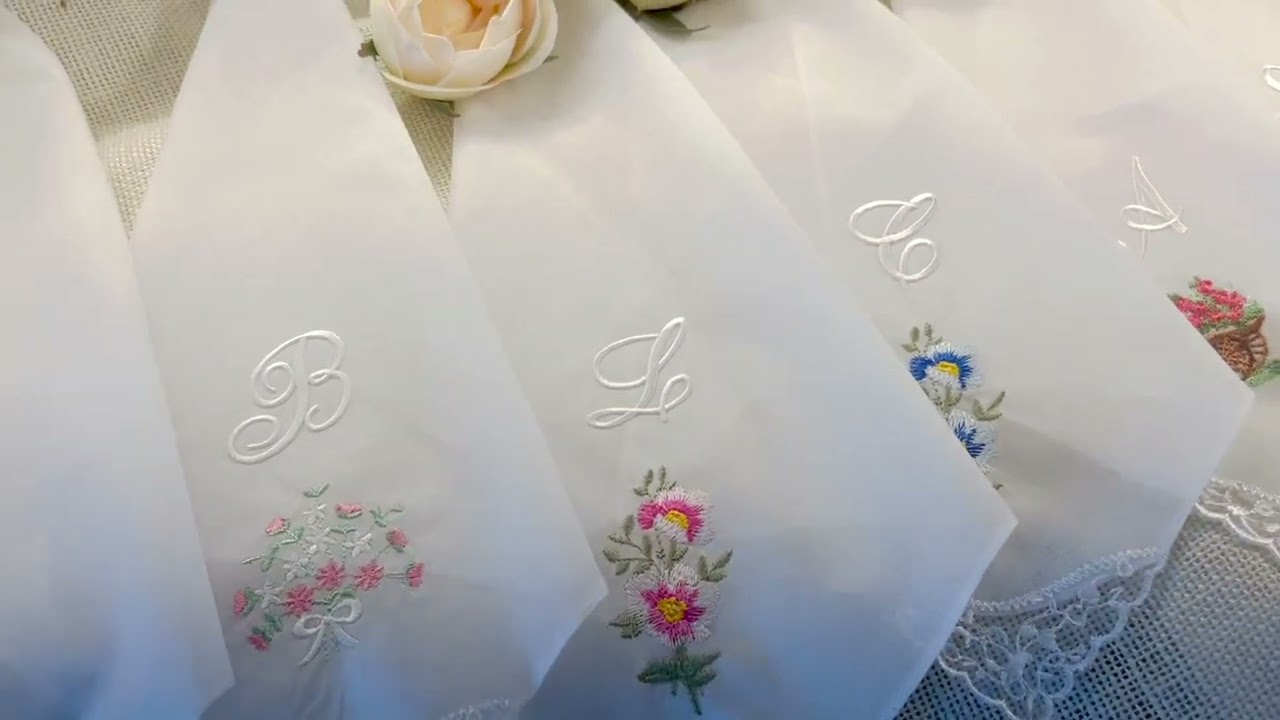 Embroidered monogram handkerchiefs