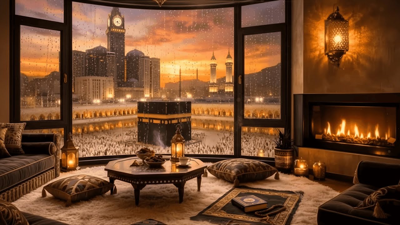 Surah Al-Kahf Quran Recitation | Relaxing Cozy Fire Mecca Ambience | NOOR