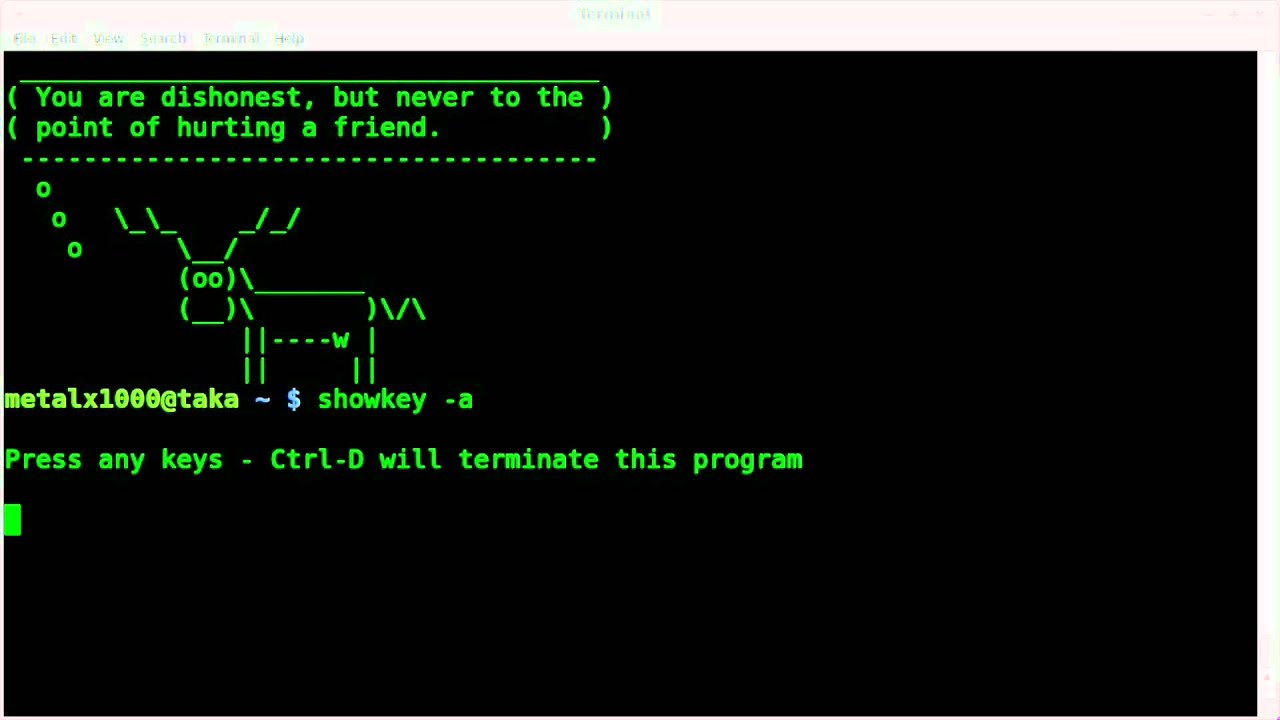 Find the Decimal - Octal - Hex values of ASCII keys - BASH -Linux