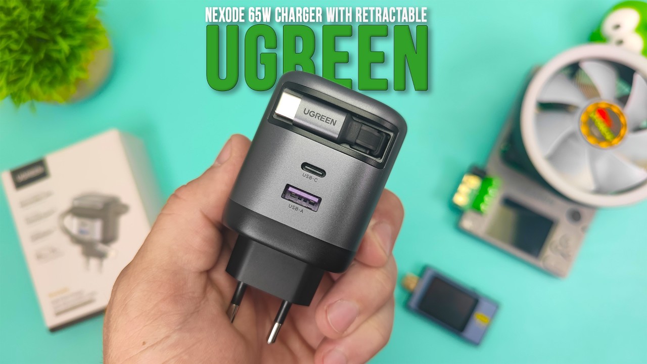 НОВИНКА! Быстрая GAN Зарядка UGREEN NEXODE Retractable X605 на 65W с Встроенным ВЫДВИЖНЫМ КАБЕЛЕМ !