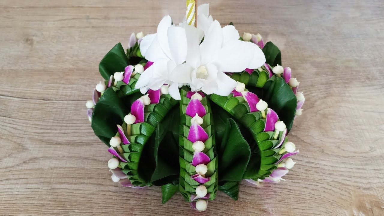 กระทงใบตอง รัดข้อใบเตย how to krathong banana leaf/pandan