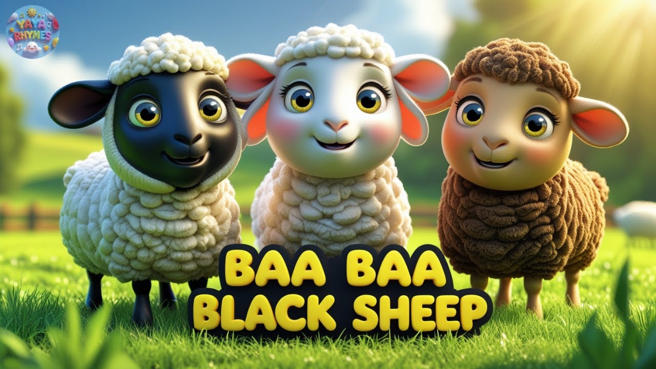 Baa Baa Black Sheep 🐑✨ | Cute 3D Rhyme for Kids | White , black & Brown Sheep Fun!