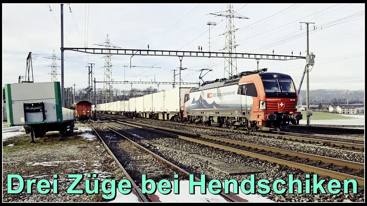 Drei Züge auf einen Schlag!  Zugsichtungen bei Hendschiken | Kanton Aargau | Schweiz 2026