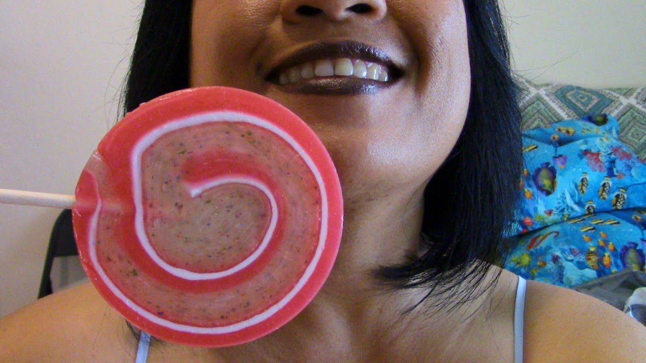 ASMR Eating Confetti Lollipop from Dollar Tree ScorpioAnnYT