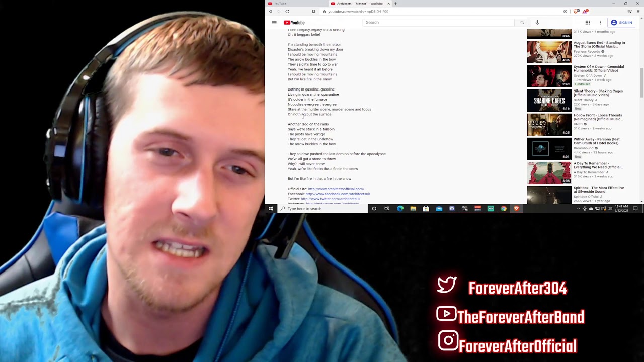 What does this song mean?! Architects - Meteor REACTION ForeverAfterReacts