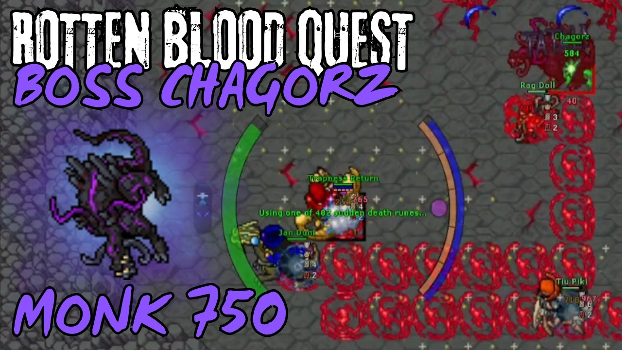 TIBIA MONK 750+ ACESSO E BOSS CHAGORZ - ROTTEN BLOOD QUEST