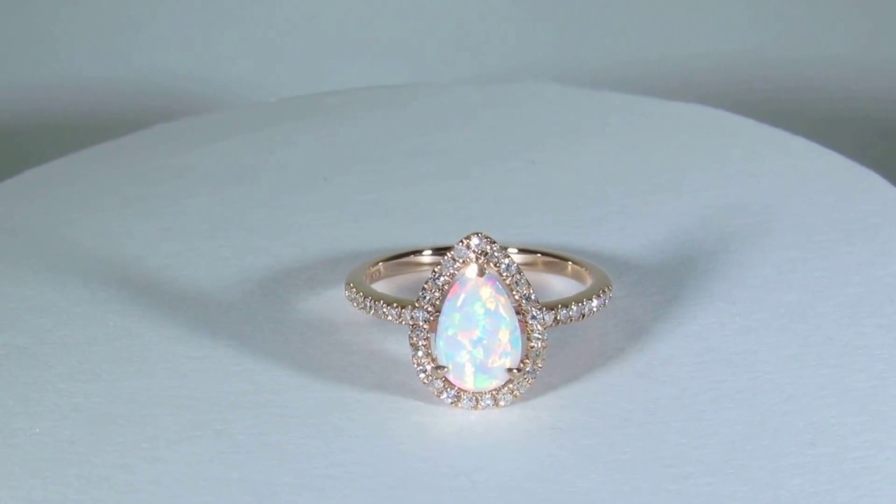 Fire Opal and Diamond Engagement Ring Video