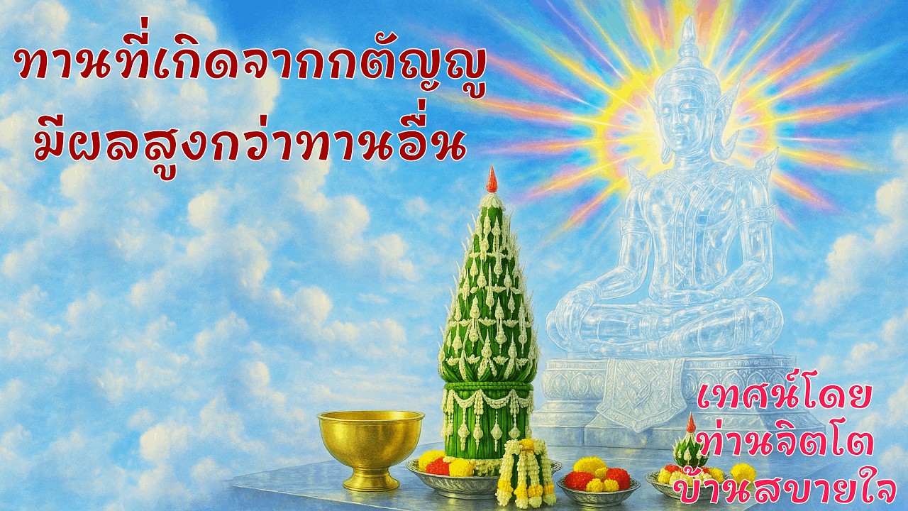 เทศน์ เราเป็นบุคคลคนเดียว, ทานที่เกิดจากกตัญญูมีผลสูงกว่าทานอื่น  - ท่านจิตโต บ้านสบายใจ