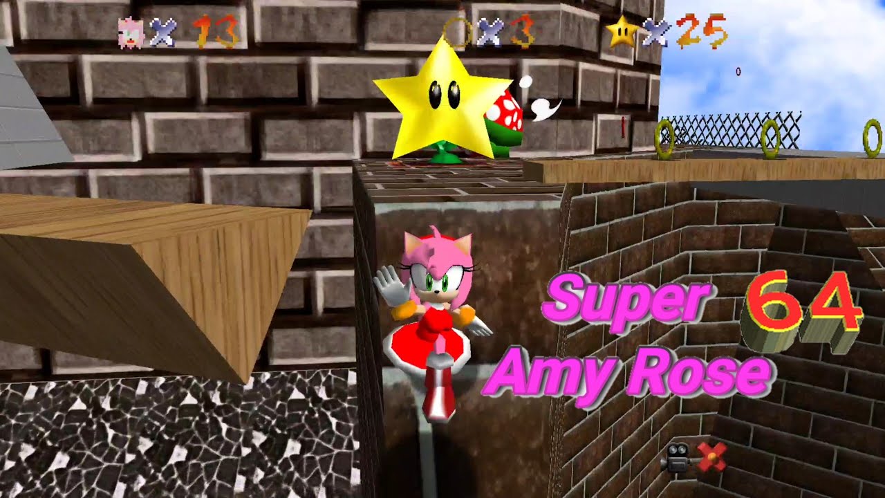 Super Amy Rose 64 WideScreen HD Textures Whomp's Fortress Complete (Gameplay Android)