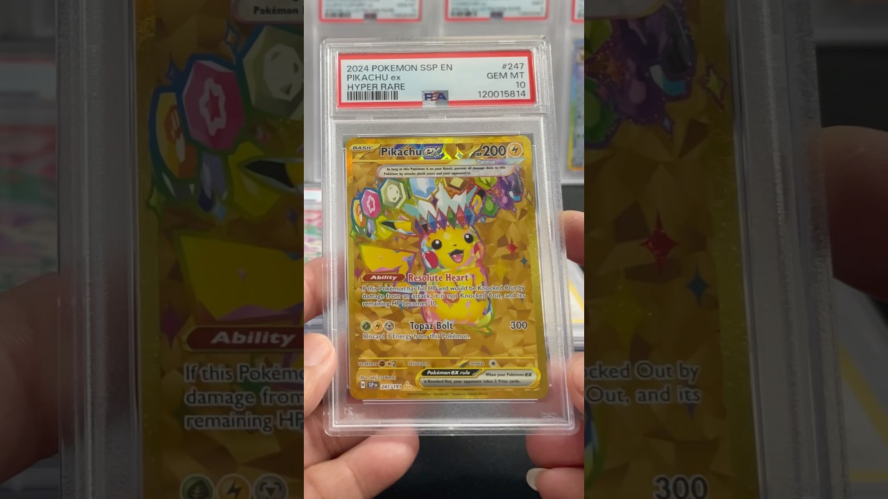 Pikachu EX Hyper Rare Gold 247/191 Sv08: Surging Sparks PSA REVEAL GEM MT 10💎💎
