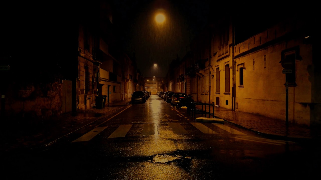 Walking 2hours Night Rain Walk Bordeaux 4k France | Rain sounds ASMR for sleeping