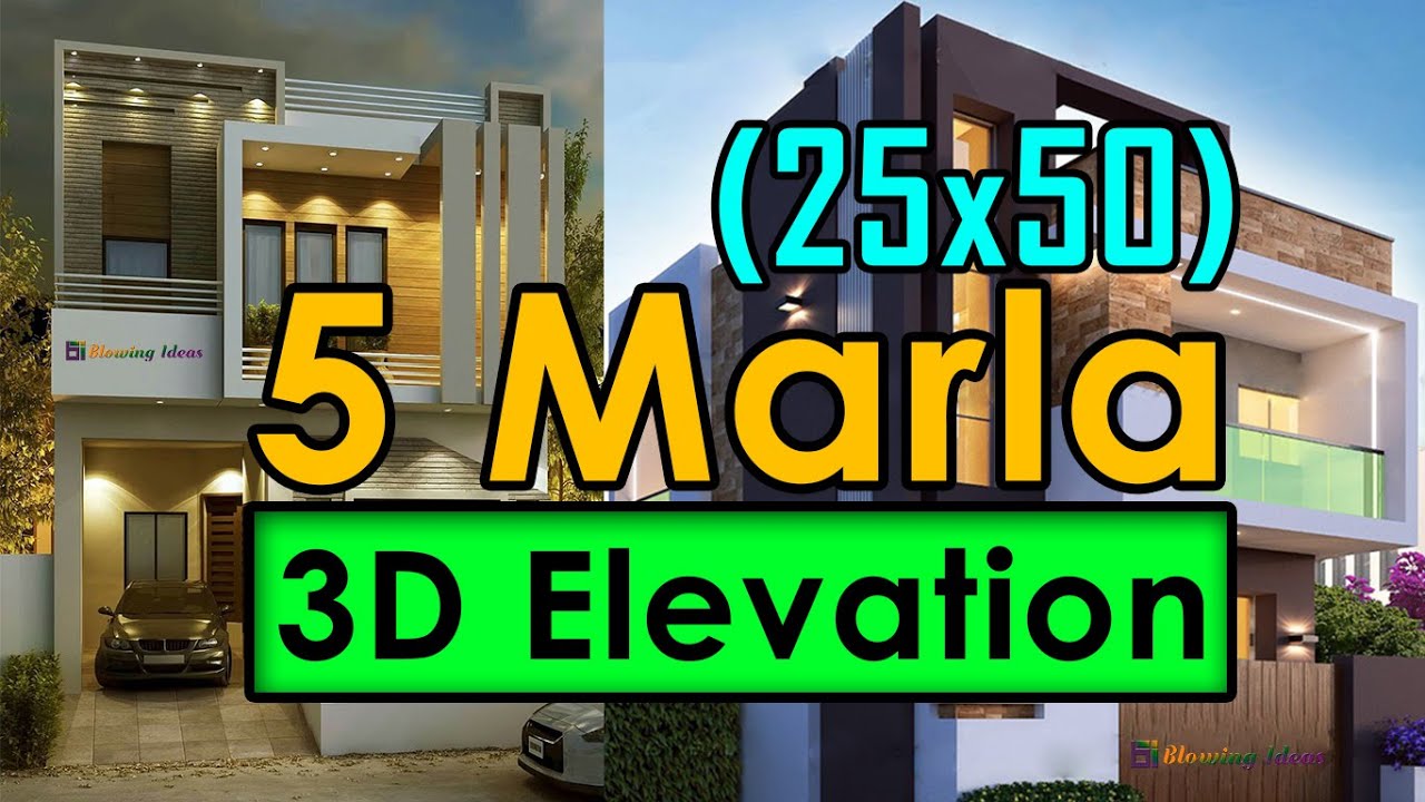 5 Marla (25x50) 3D Elevation Exterior Design Ideas