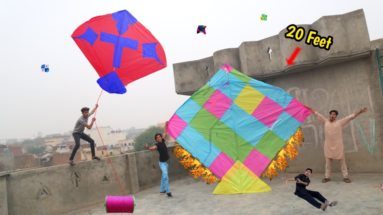 20 Feet Monster Kite Fire Abubaker | 20 Feet Gudda Flying Nasir