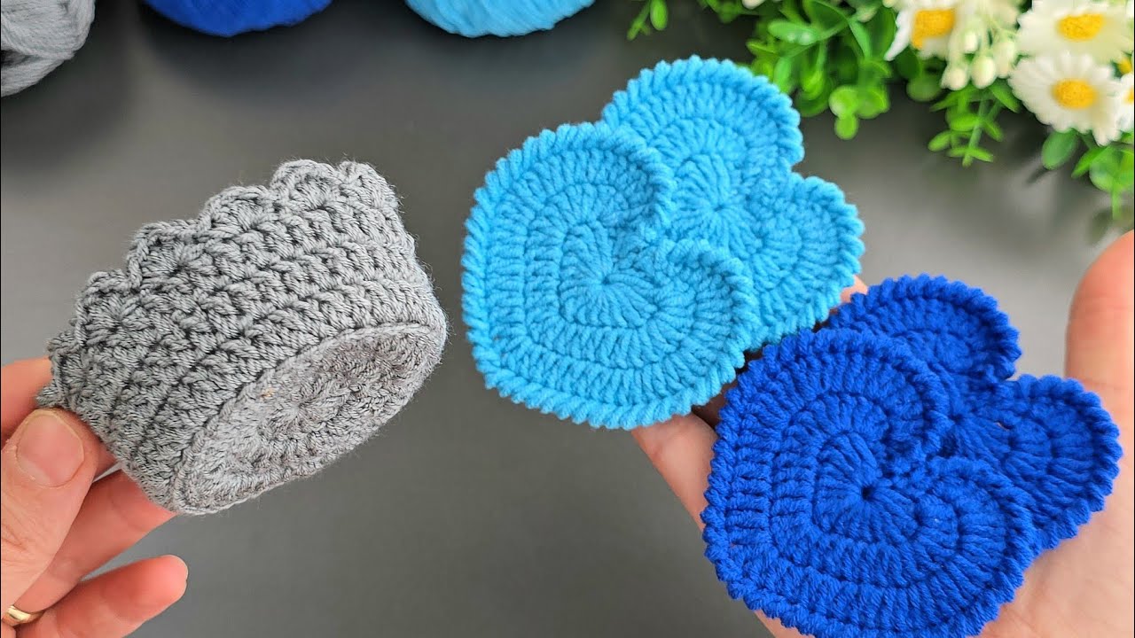 3 İN 1👍 Get Ready to WOW with These Colorful Heart Coasters for Coffee Cups.💰Motif,Coaster,Flower.