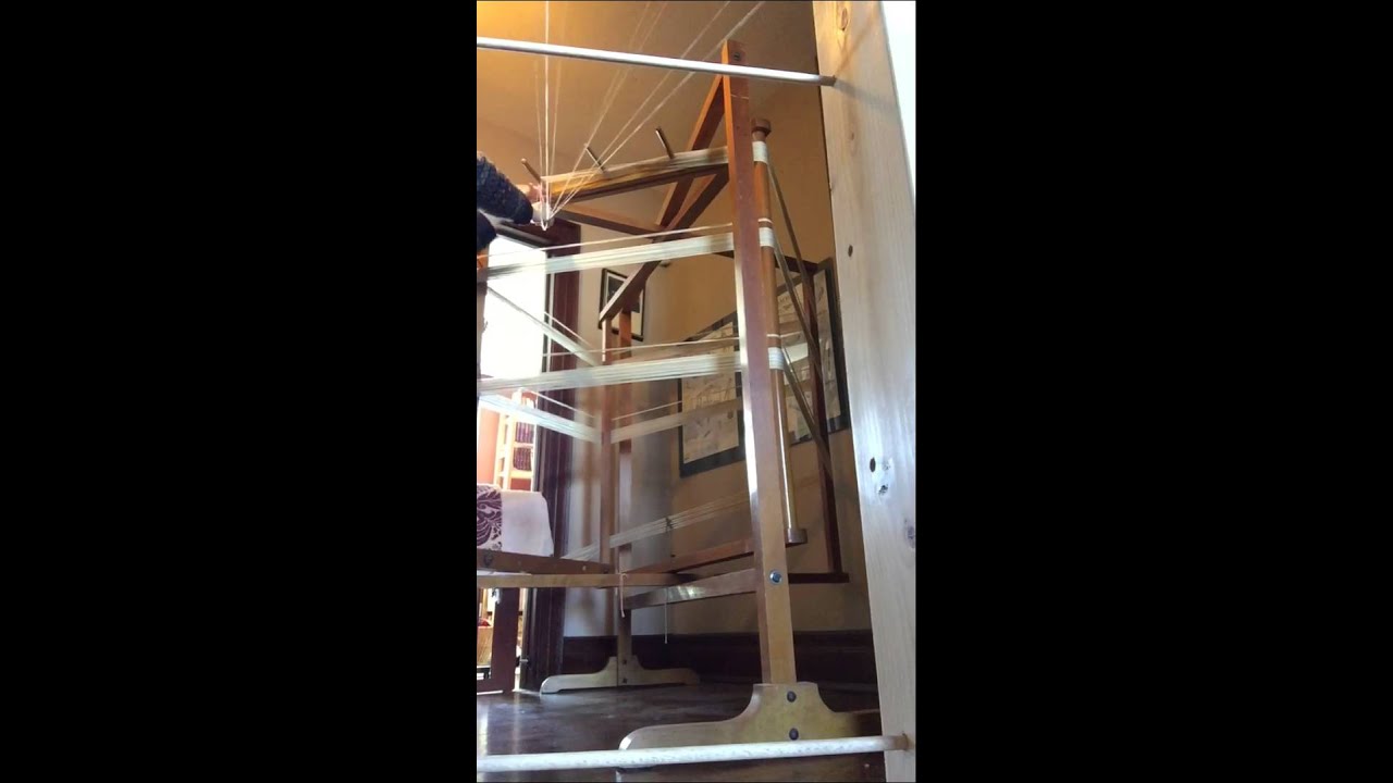 Winding 10 threads on a warping mill