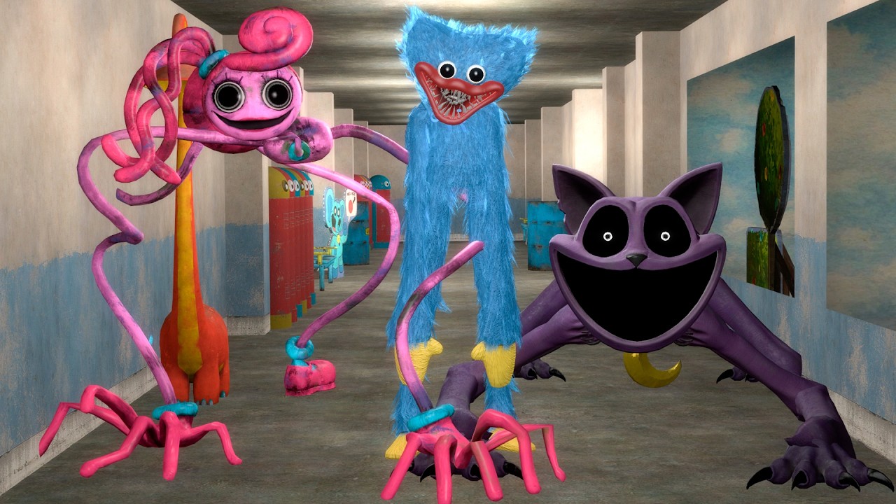 MOMMY LONG LEGS & HUGGY WUGGY & CATNAP Hunted for Me in POPPY PLAYTIME SCHOOL (Garry’s Mod)