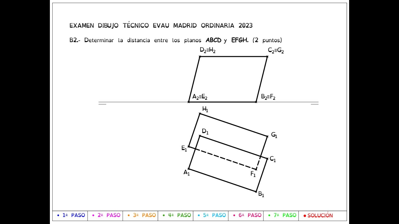 Ejercicio EVAU Madrid 2023 Ordinaria B2 (Sis. Diédrico, Dibujo Téc., Bach, Selectividad, EVAU, PAU)