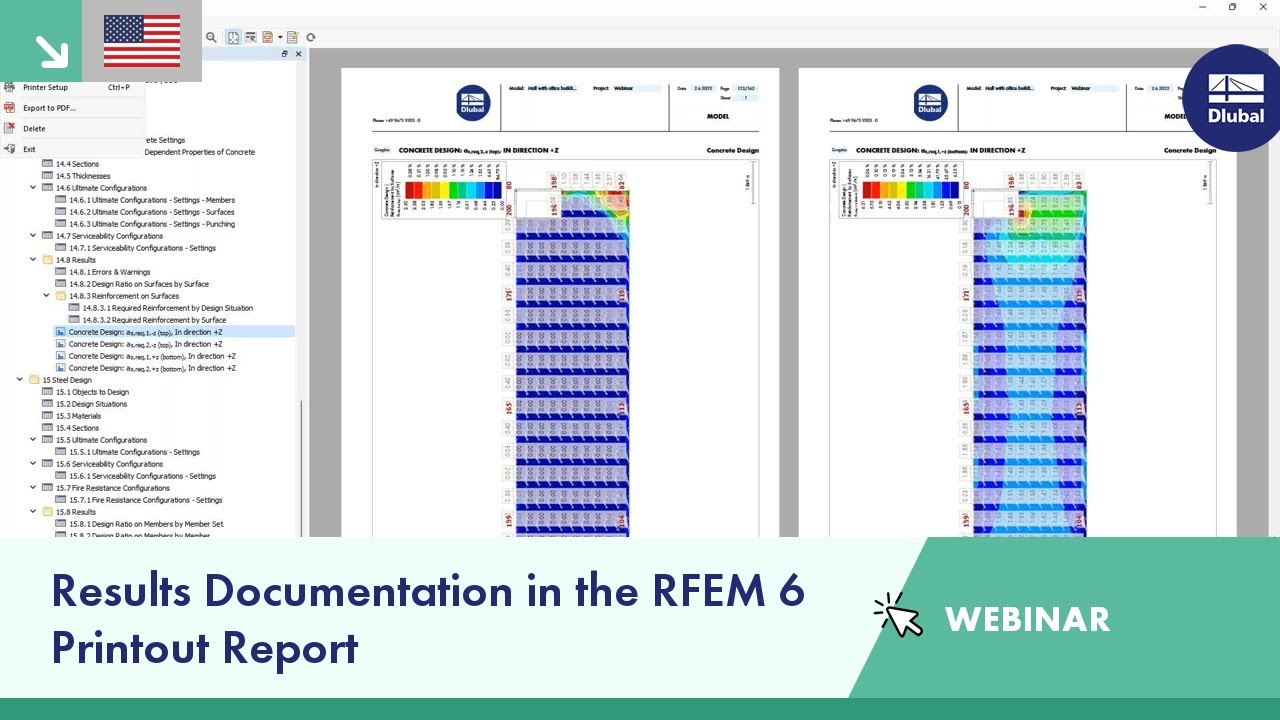 Документация результатов в распечатке отчета RFEM 6 и RSTAB 9