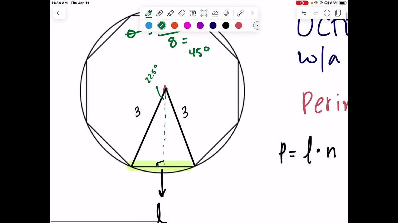Perimeter of an octagon inscribed in a circle given the radius