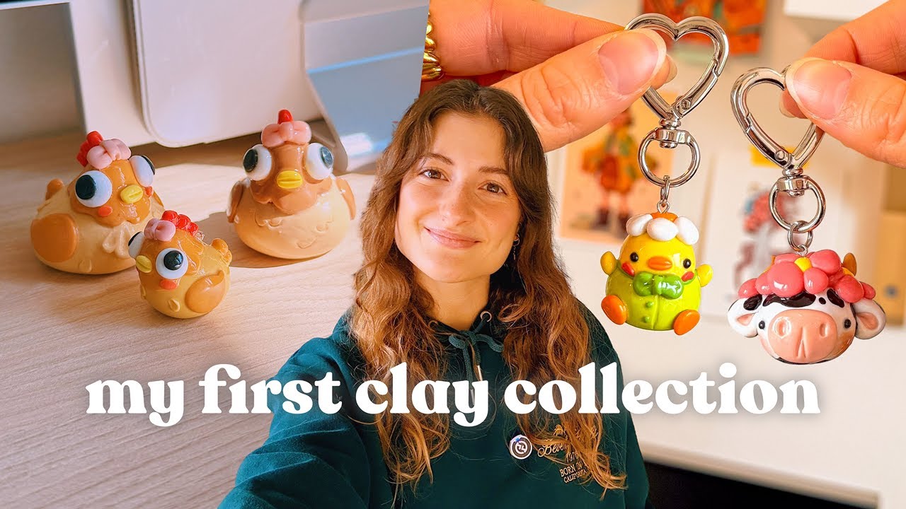 🎀 my first polymer clay products | keychains + desk  friend + phone charms