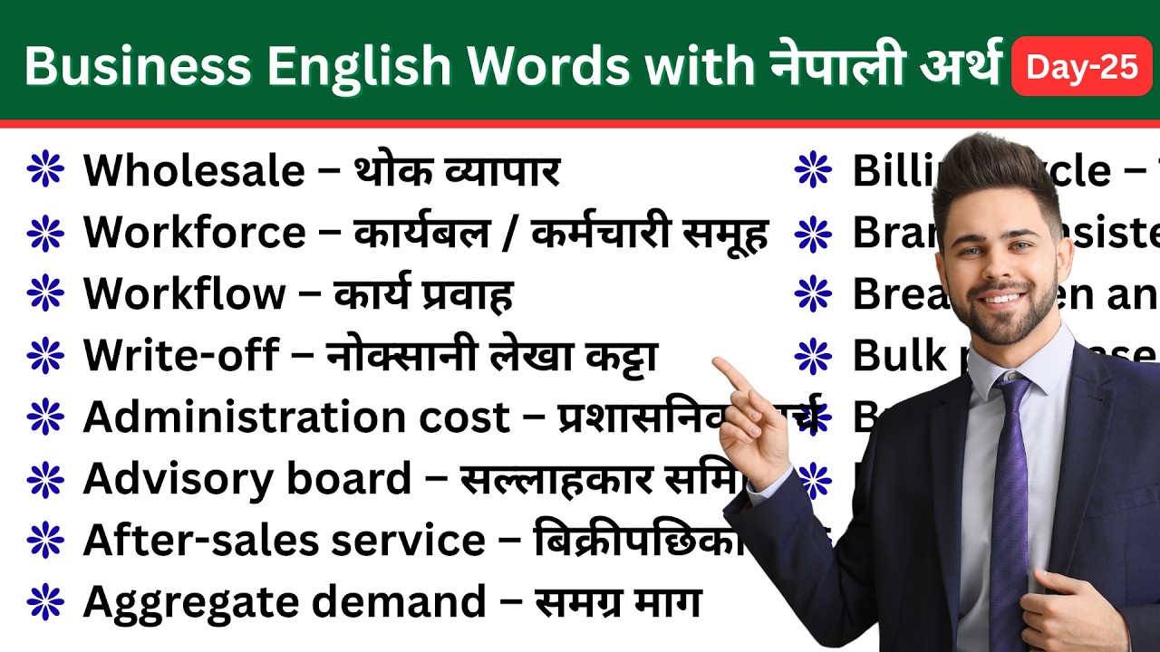 Business English Words with Nepali Day-25 | Professional & Corporate Vocabulary | English Connect