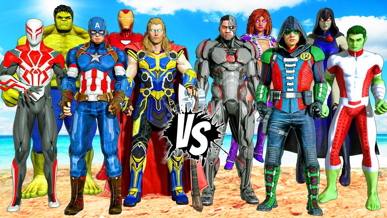 Marvel Avengers vs DC Teen Titans vs Trigon - SUPERHEROES EPIC BATTLE