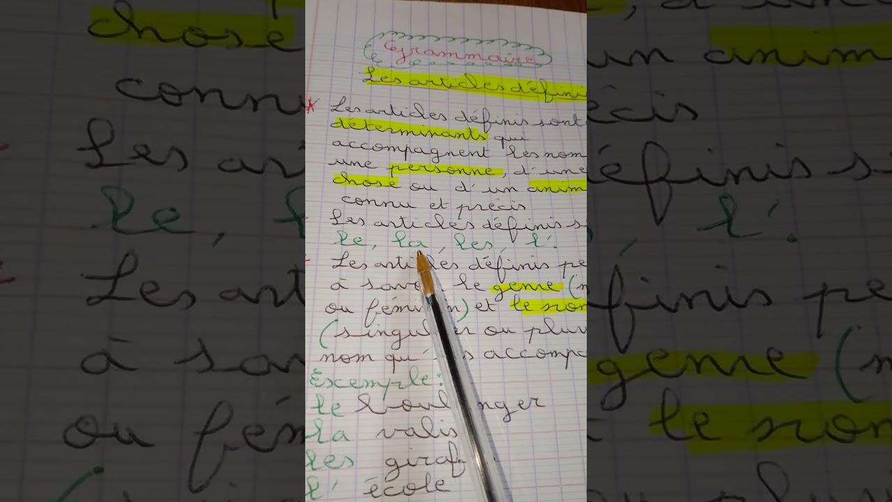 Grammaire : Les articles définis # comprendre facilement ses leçons 