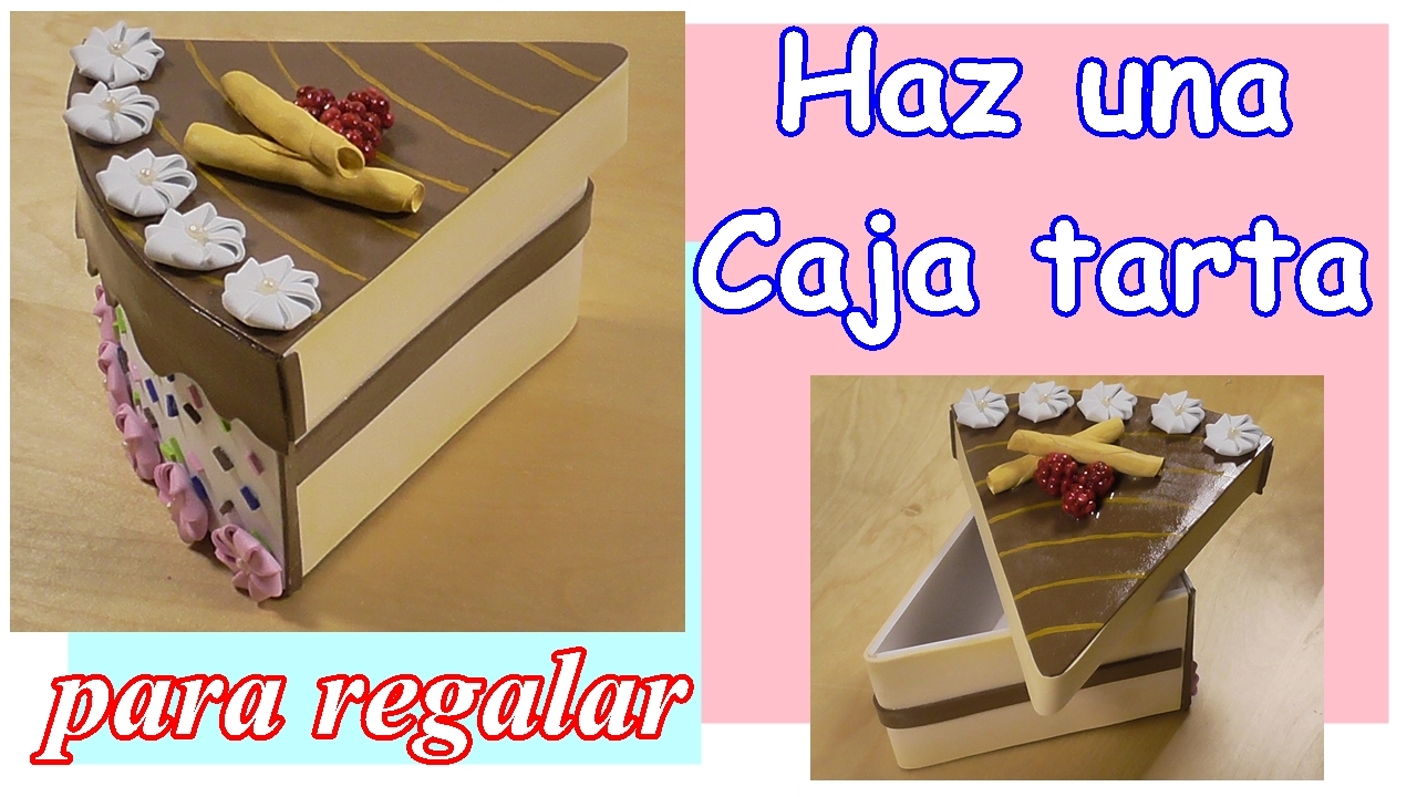 Cómo hacer una caja tarta para regalo. Con cartón y foamy - goma eva 🎂