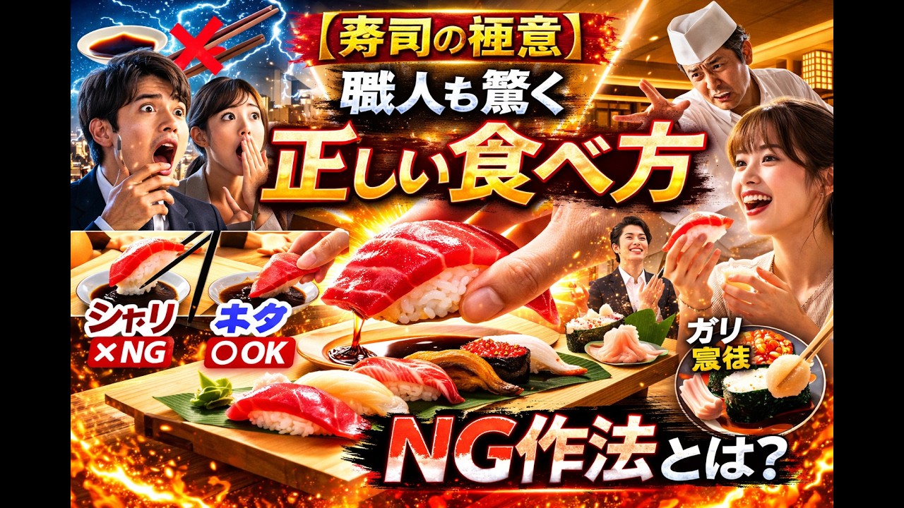 【寿司の極意】職人も驚く「正しい食べ方」。手で食べるべき理由とNG作法とは？ Sushi Etiquette: The Right Way to Eat at a High-End Shop.