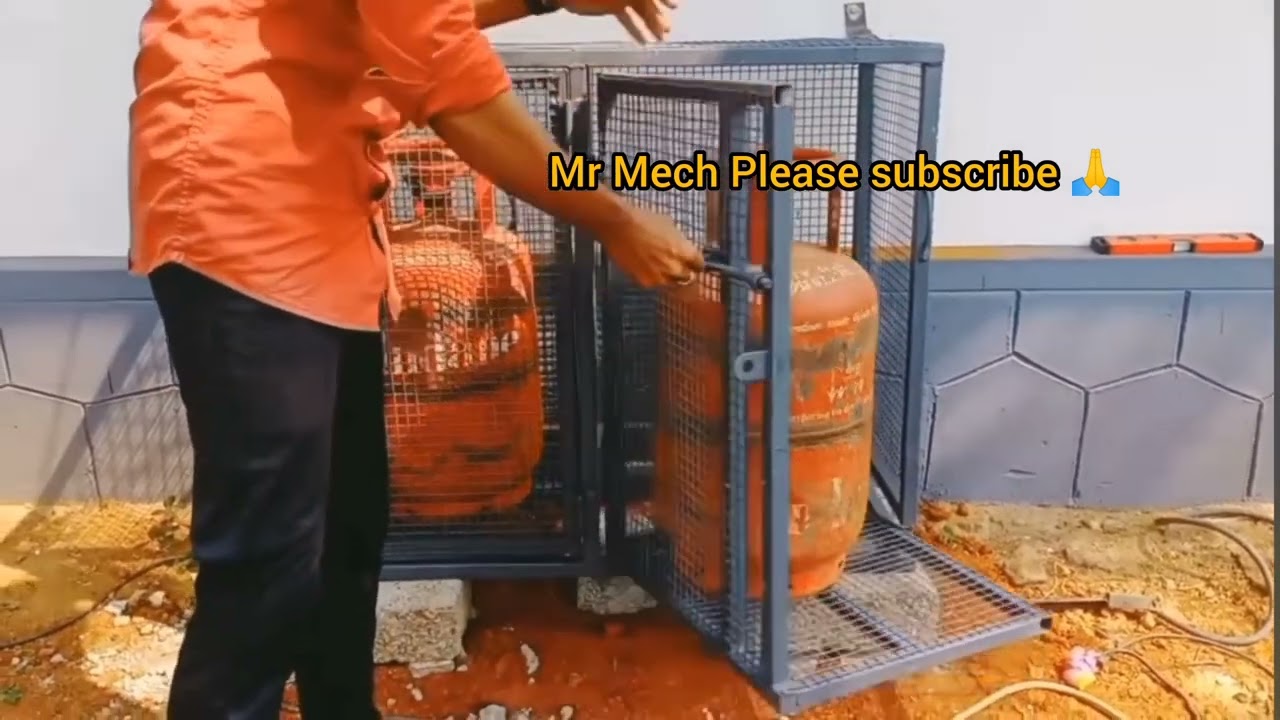 Modern Folding type LPG cylinder stand. Cylinder Rack or Safety Grill for LPG gas Cylinder.