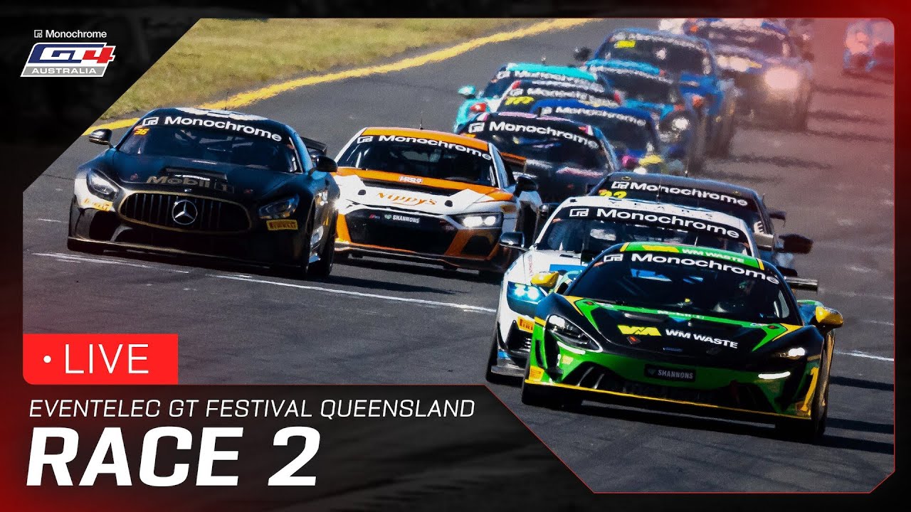 LIVE | Race 2 | EVENTelec GT Festival Queensland | 2025 Monochrome GT4 Australia
