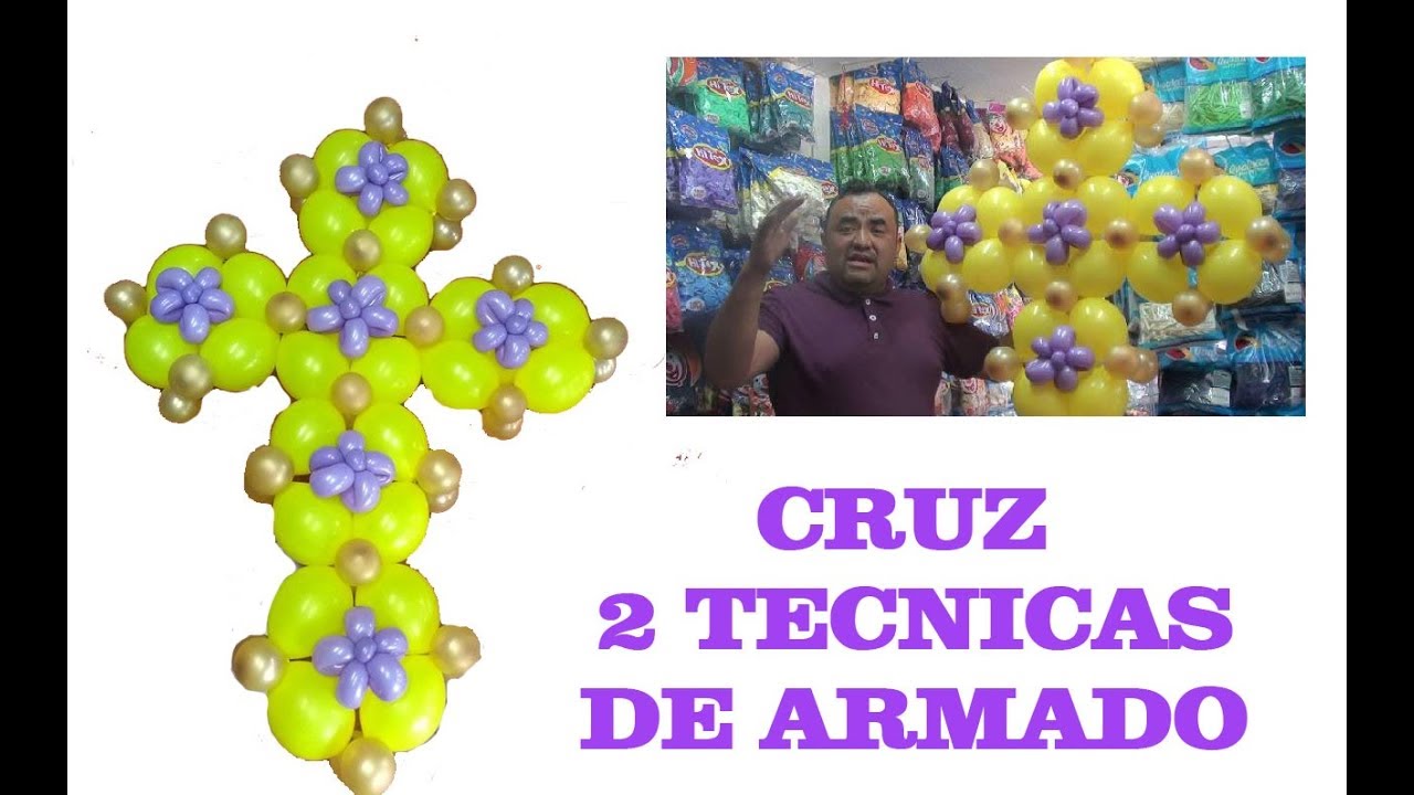 CRUZ CON GLOBOS COMUNION O BAUTIZO CHASTY