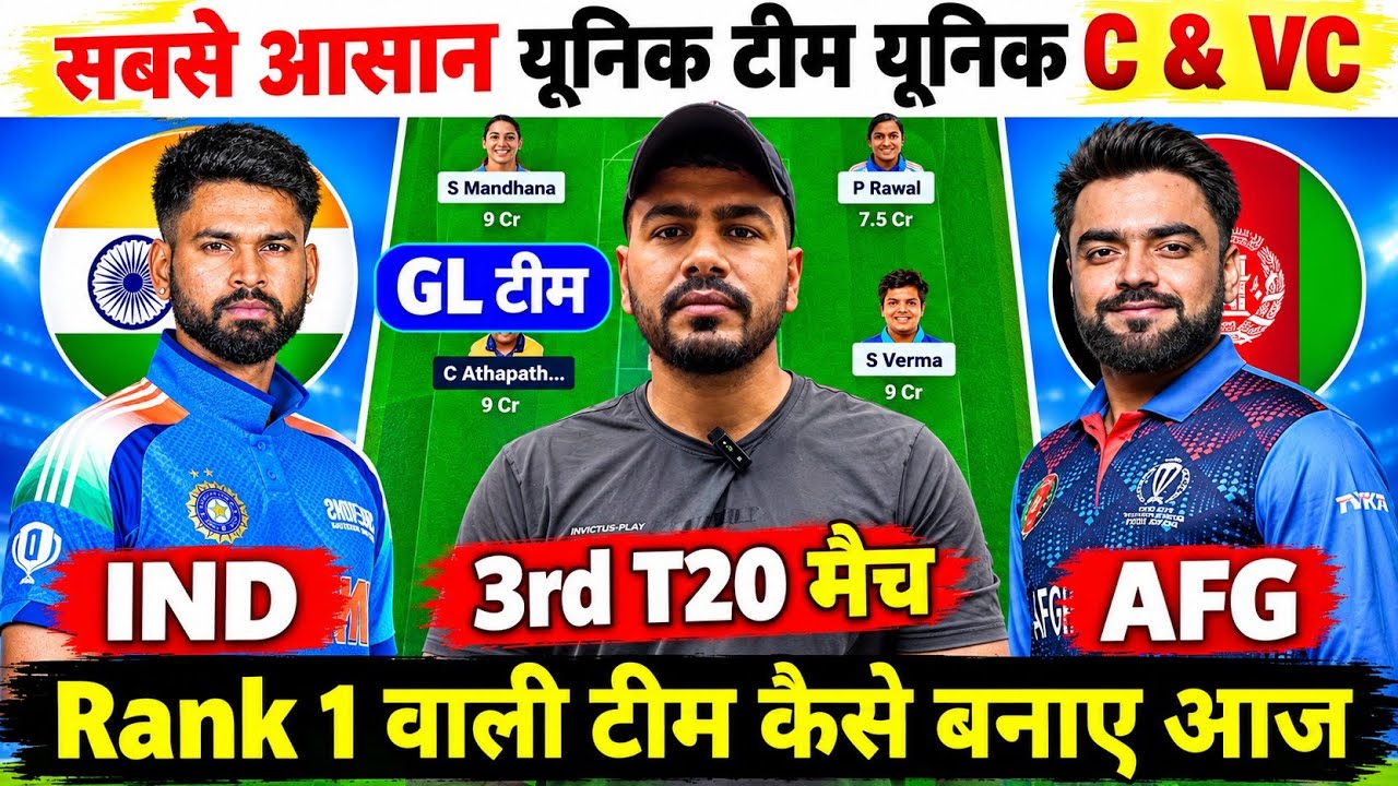IND vs AFG 3rd T20 Dream11 Prediction ! India vs Afghanistan Dream11 Team ! IND vs AFG Dream11 Team