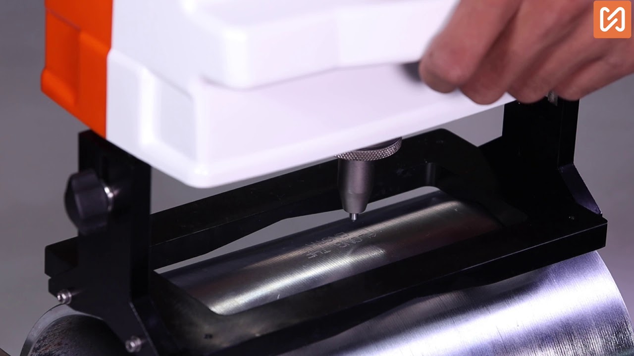 Linear Marking on pipe with Magnetic V' groove Front Fixture | dot peen marking machines