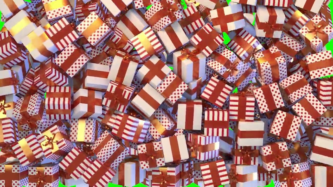 Gifts falling effect green screen Christmas overlay