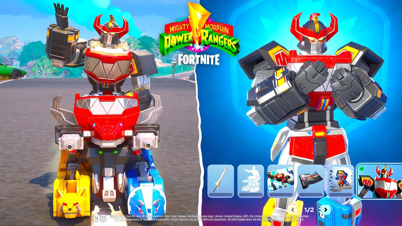 ALL Fortnite DINO MEGAZORD Rewards Showcase! (Page 1 & 2 Bonus Rewards)