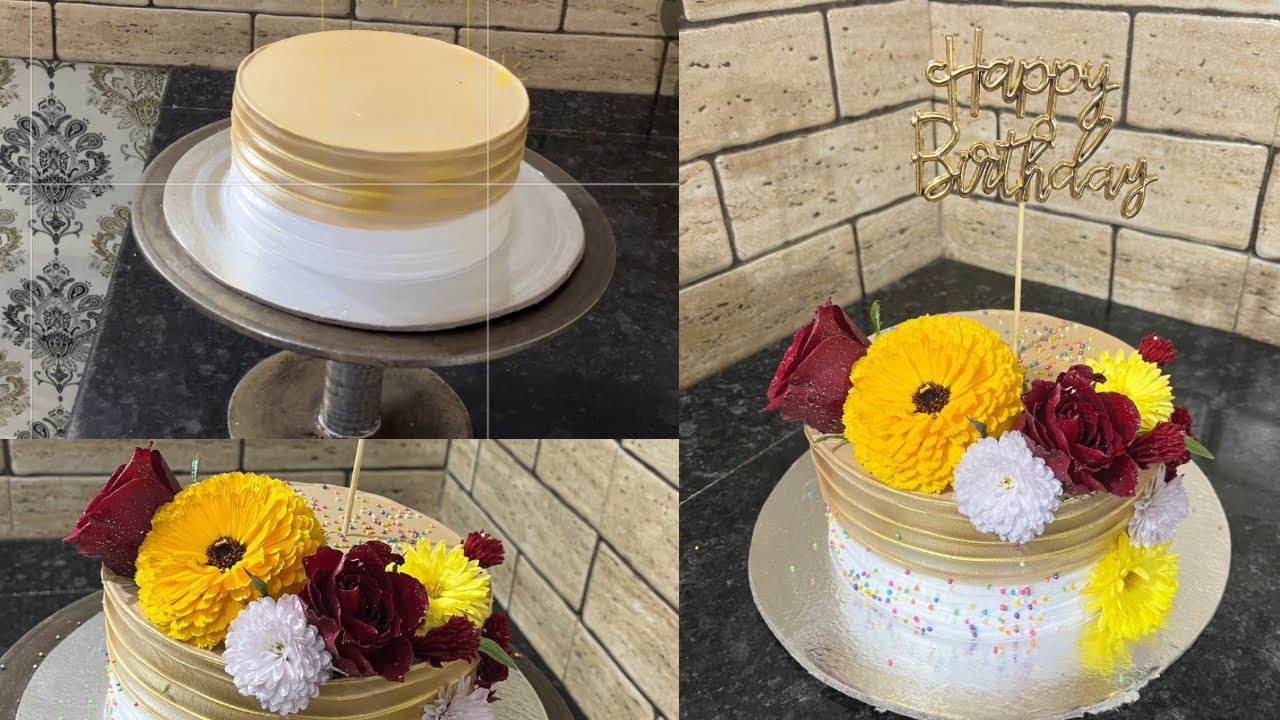 Real flowers cake decorating | flowers 💐 cake | JSCDESIGNER