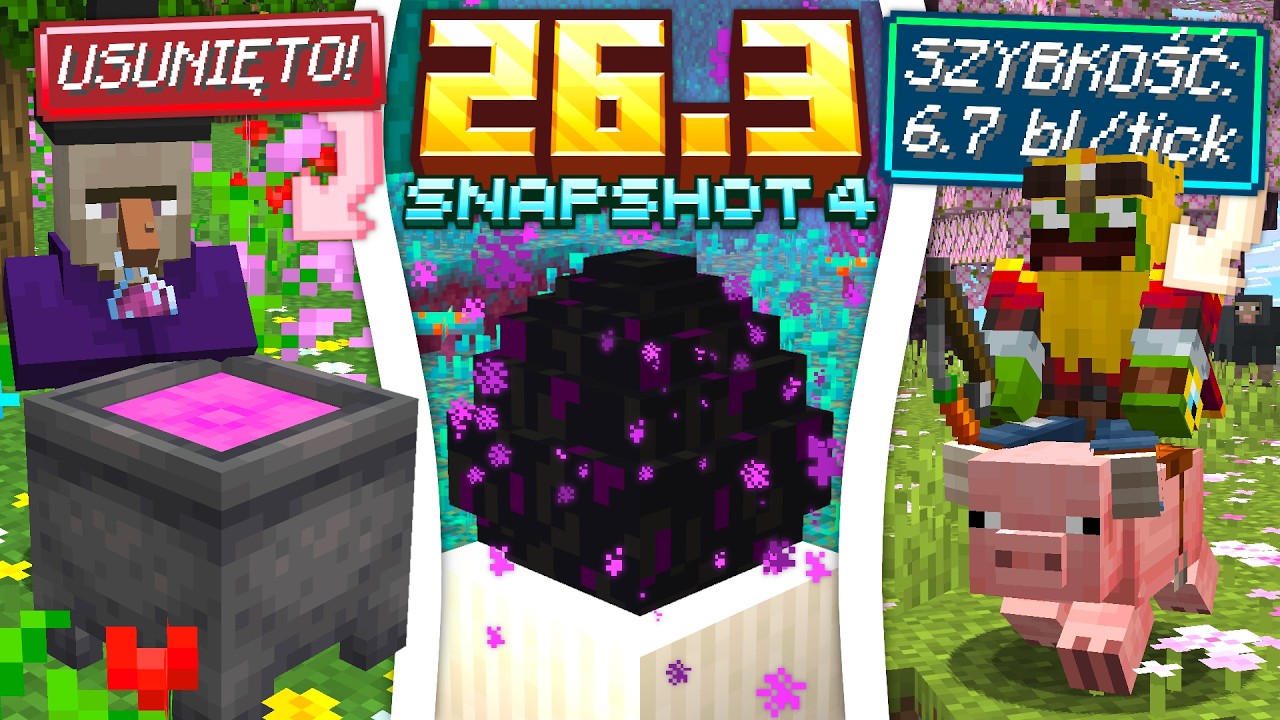 MOJANG ZEPSUŁO PODUSZKI!? LICZNIK SZYBKOŚCI i SUPER ZMIANA PORTALU! Minecraft 26.3 Snapshot 4