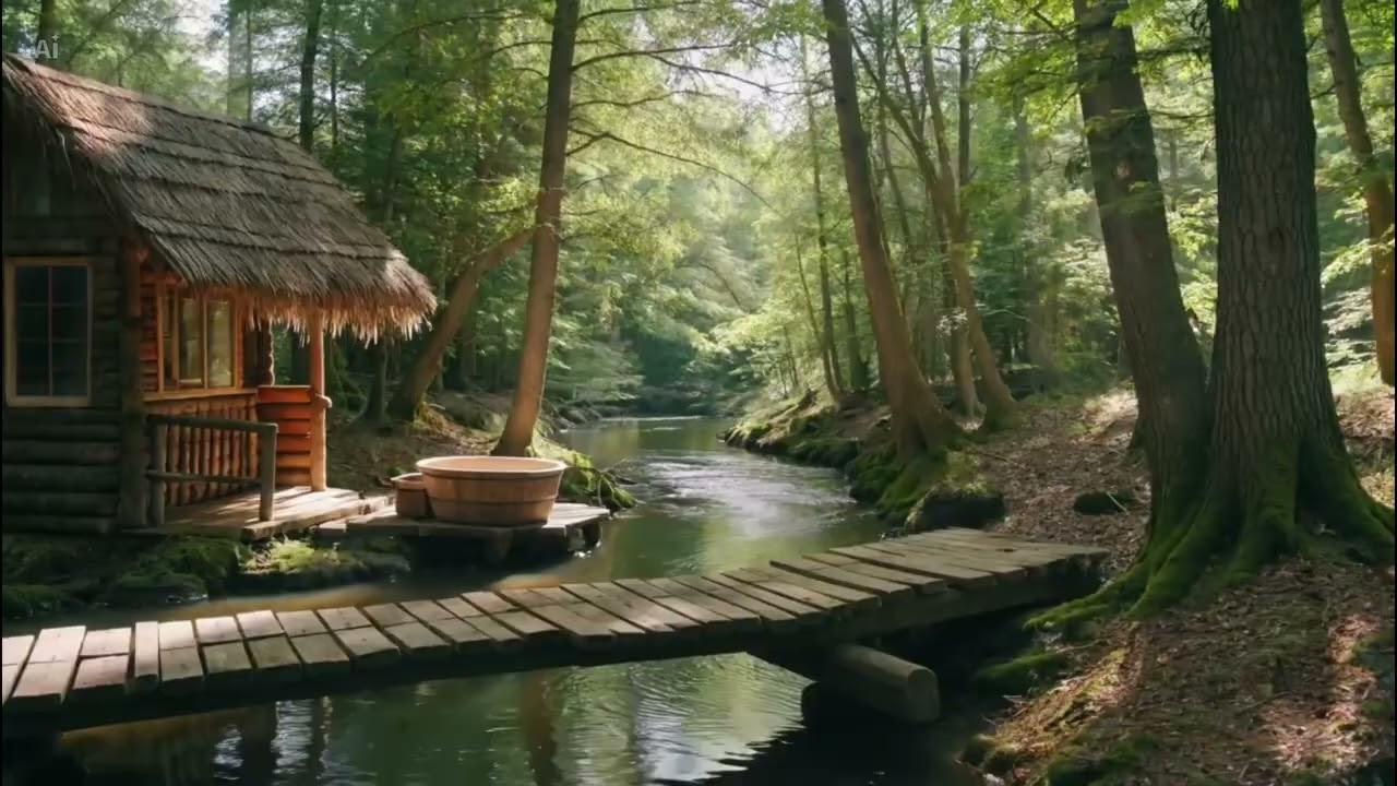 Chill Ambient Music & Forest Cabin Ambience 4K | Focus, Study & Sleep Aid