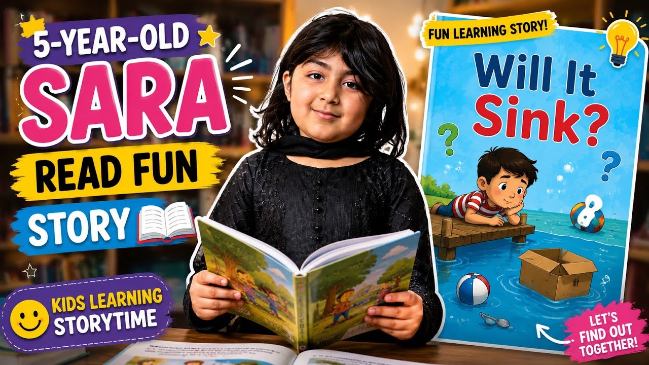 5-year-old  Sara read fun story, 