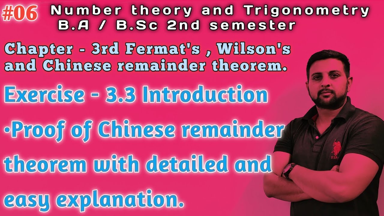 #06 Proof of Chinese remainder theorem | Exercise 3.3 Intro Number Theory B.A/B.Sc 2nd semester