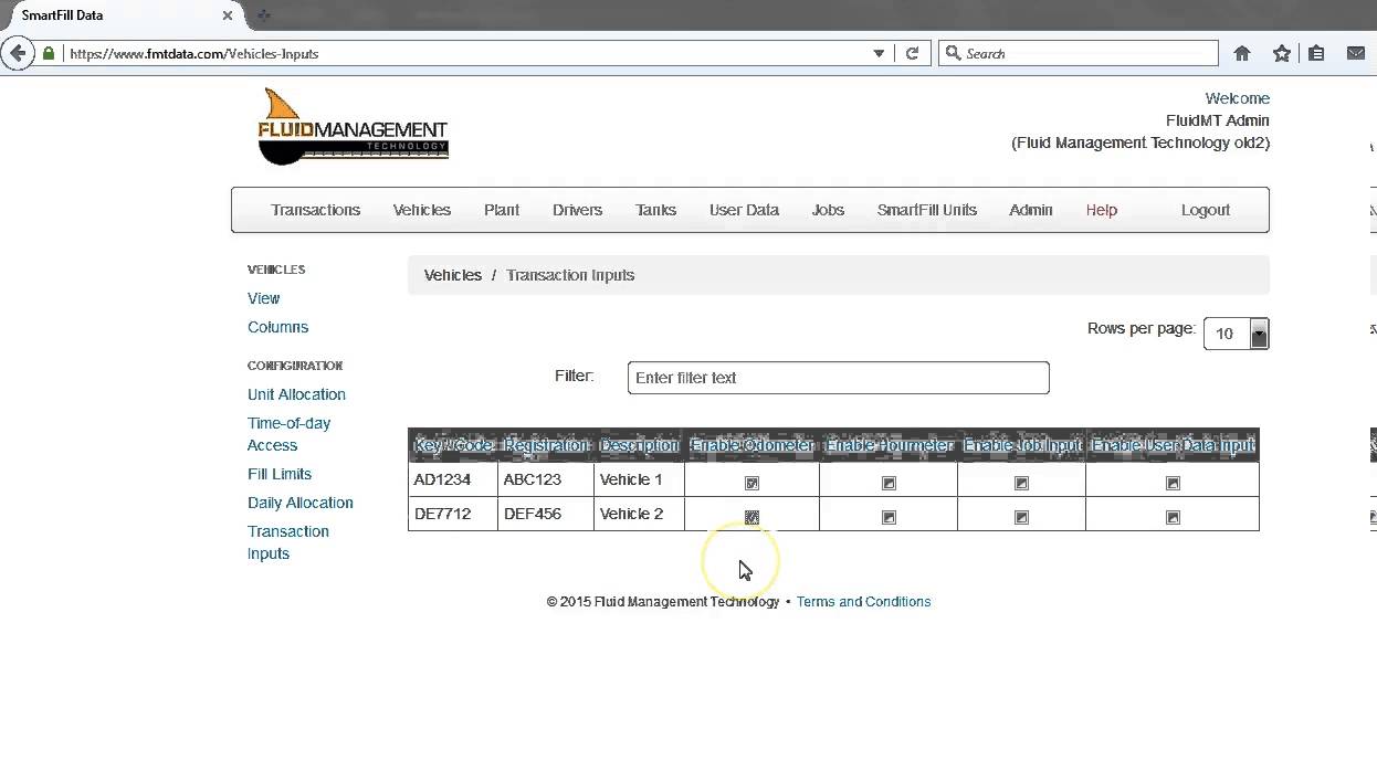Fluid Management Setting up odometer