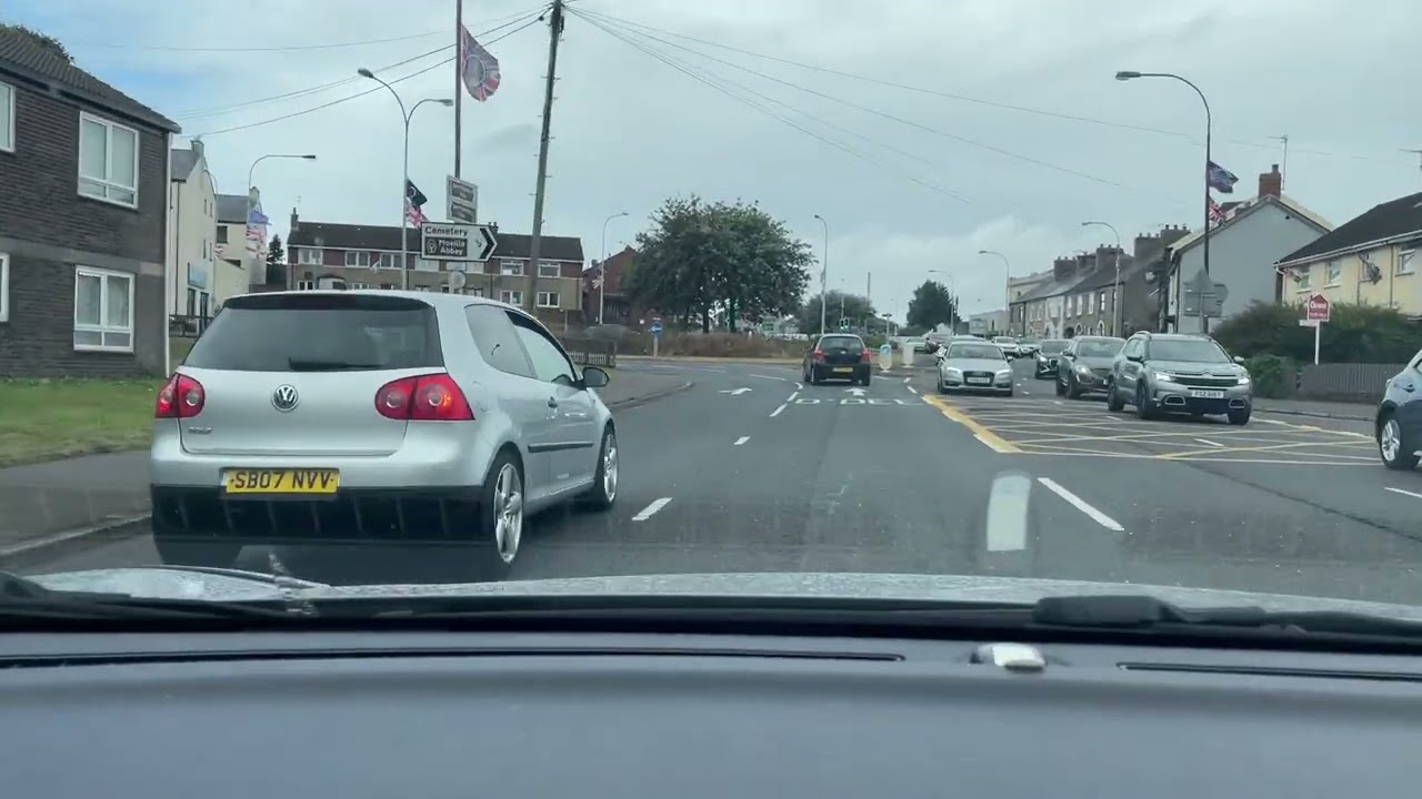 NI driving test / Route 8 movilla towards six roads ends via two roundabouts at donaghadee road