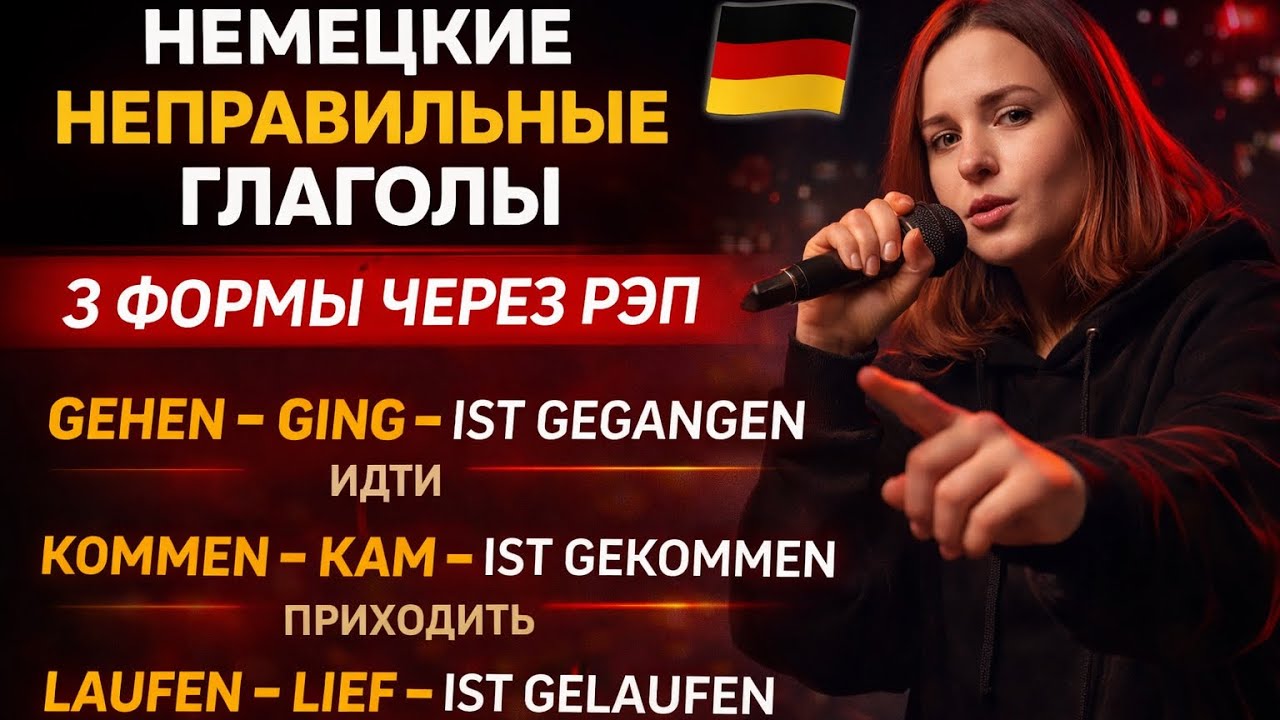 Немецкие неправильные глаголы | 3 формы через рэп 🇩🇪