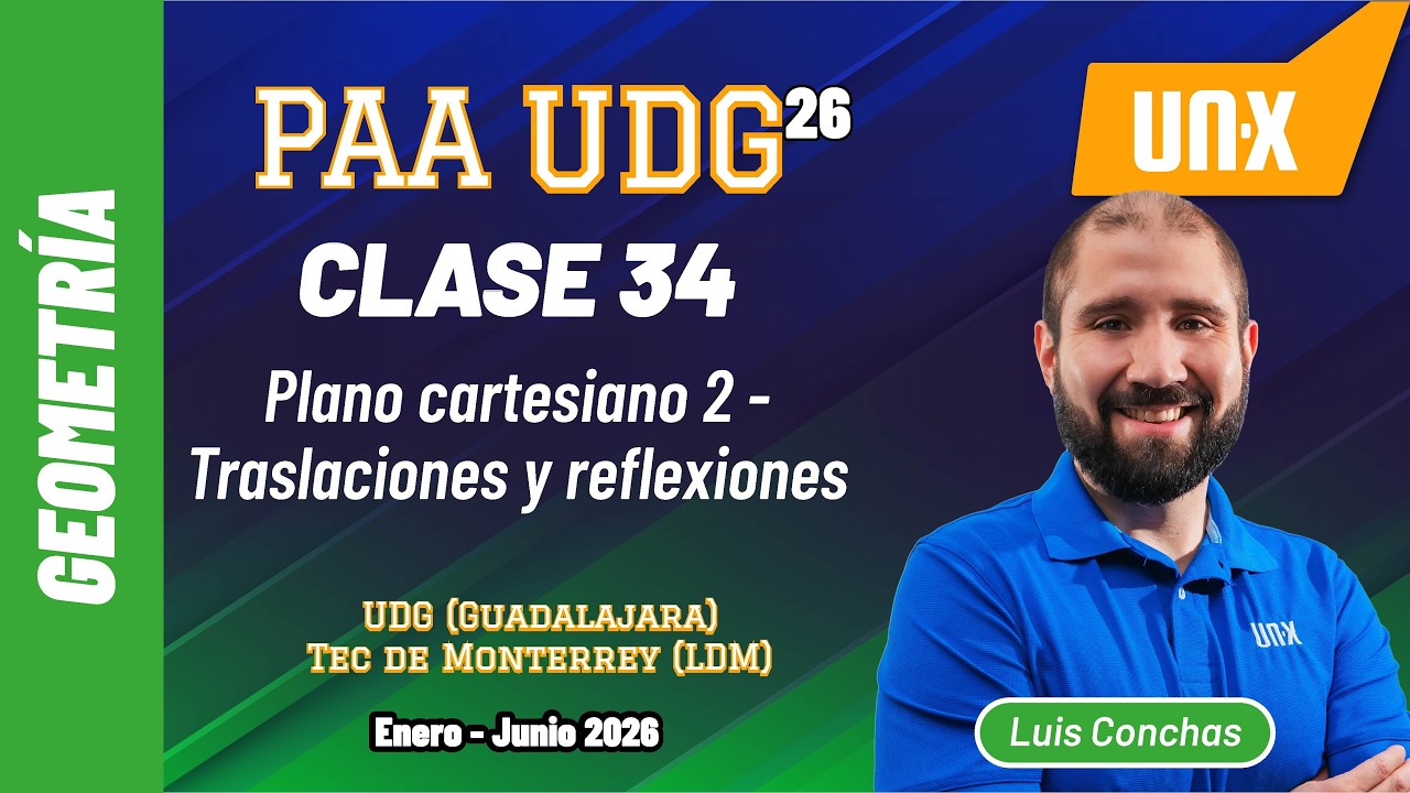 PAA - Clase 34 - Plano cartesiano 2 - Traslaciones y reflexiones // Curso UDG y BUAP // En- jun 26