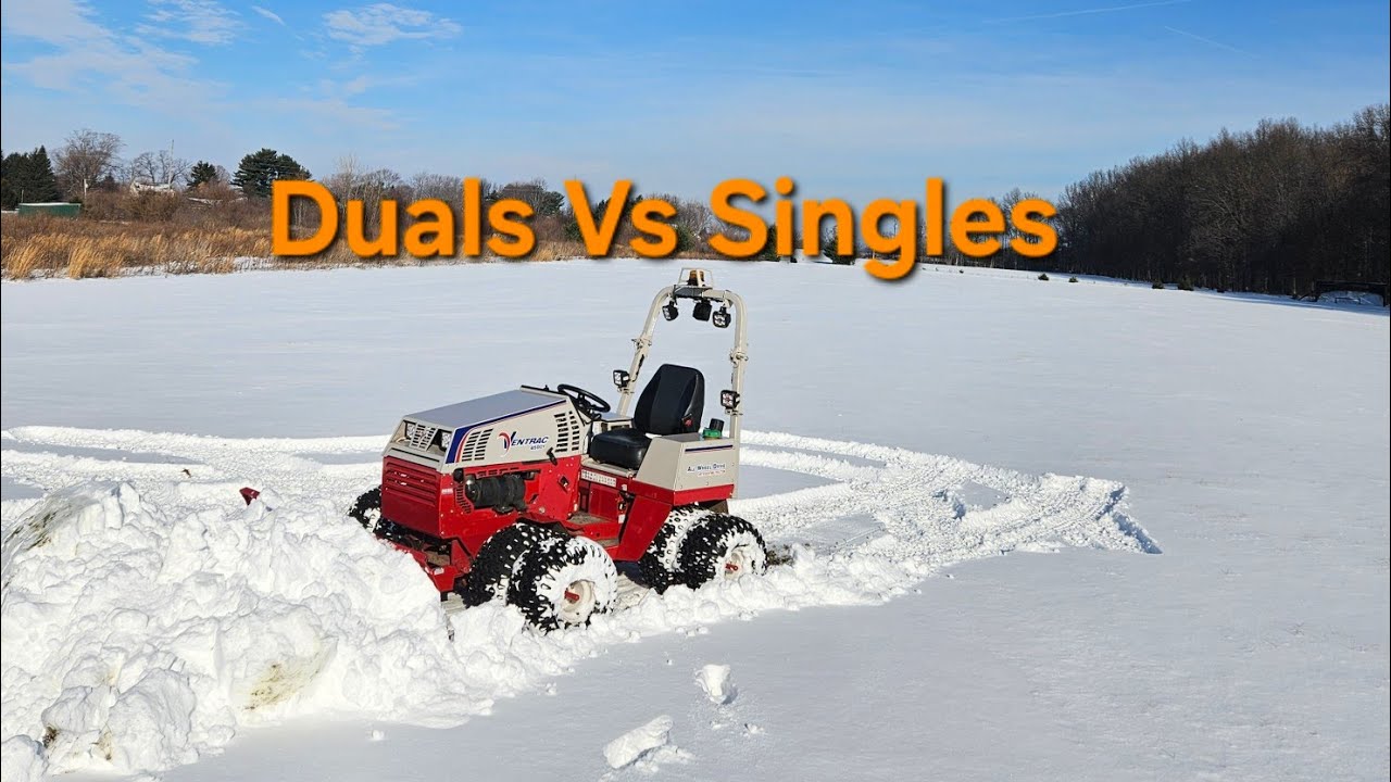 Ventrac Duel Wheels Vs Singles Plowing Snow!